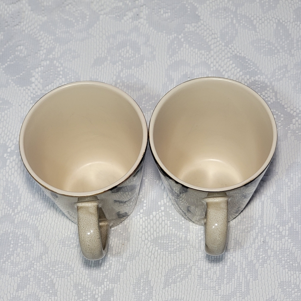 Set of 2 Vintage Soho Loft Stoneware Zebra Print Pattern Mugs Black Beige - Picture 11 of 17